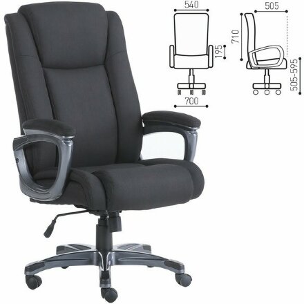 Кресло офисное BRABIX PREMIUM &quot;Solid HD-005&quot;, НАГРУЗКА до 180 кг, ткань, черное, 531822 Черный