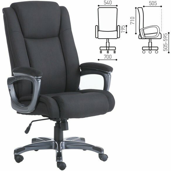 Кресло офисное BRABIX PREMIUM "Solid HD-005", НАГРУЗКА до 180 кг, ткань, черное, 531822 Черный