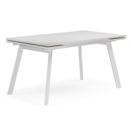 Керамический стол Норман 140 (200) х 80 белый мрамор alpin white / snow white / белый 