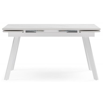 Керамический стол Норман 140 (200) х 80 белый мрамор alpin white / snow white / белый 