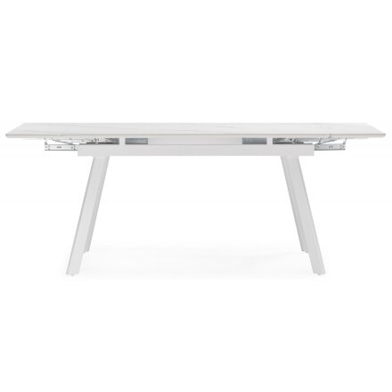 Керамический стол Норман 140 (200) х 80 белый мрамор alpin white / snow white / белый 