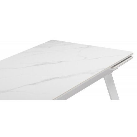 Керамический стол Норман 140 (200) х 80 белый мрамор alpin white / snow white / белый 