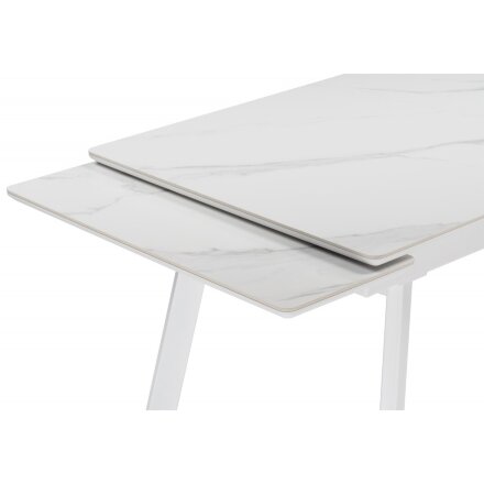 Керамический стол Норман 140 (200) х 80 белый мрамор alpin white / snow white / белый 