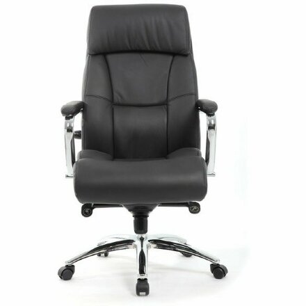 Кресло офисное BRABIX PREMIUM &quot;Phaeton EX-502&quot;, натуральная кожа, хром, черное, 530882 Хром