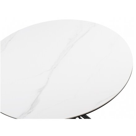 Керамический стол Вивиен 90x90x75 белый мрамор snow white / черный 