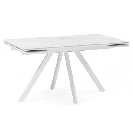 Керамический стол Вилли 140 (200) х 80 белый мрамор alpin white / snow white / белый 