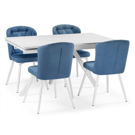 Керамический стол Вилли 140 (200) х 80 белый мрамор alpin white / snow white / белый 