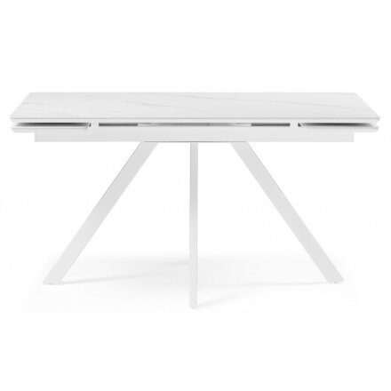 Керамический стол Вилли 140 (200) х 80 белый мрамор alpin white / snow white / белый 