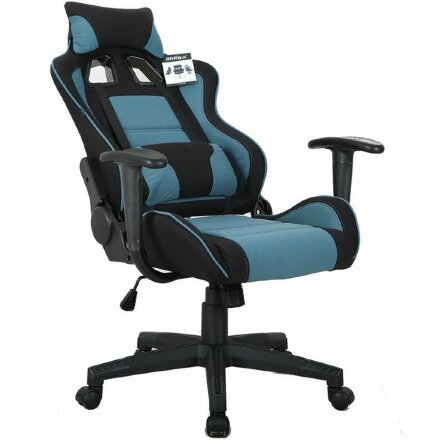 Кресло компьютерное BRABIX &quot;GT Racer GM-100&quot;, две подушки, ткань, черное/голубое, 531818 Голубой